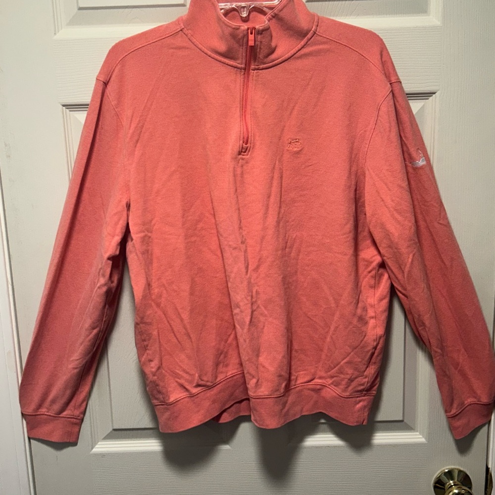 Southern Tide The Skipjack Sweater Mens L Pink Salmon 1/4 Zip Classic Casual